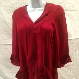 Solid Red Sz S Red Top Cardigan Style